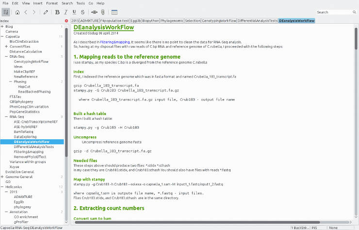 Screenshot of Zim, the fastest note-taking software on Linux