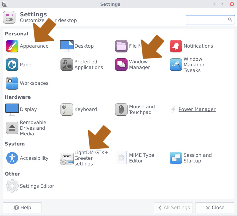 Xfce Settings Manager