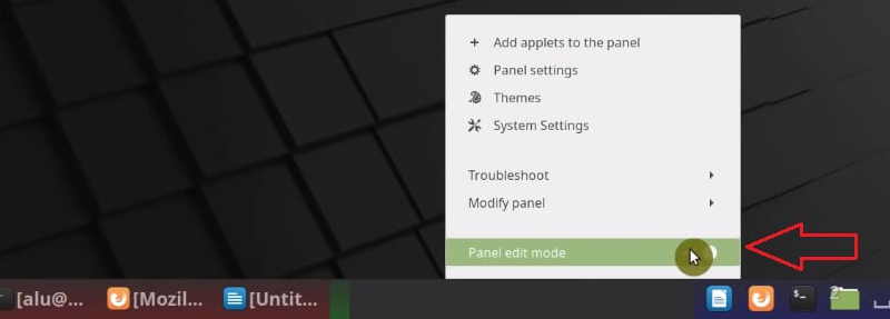 Enable panel edit mode in Linux Mint