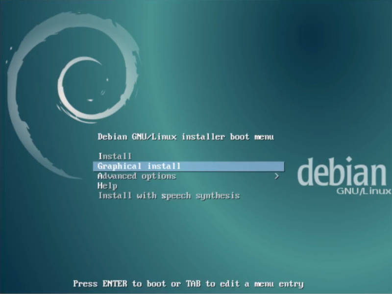 Install Debian Testing: Graphical install menu