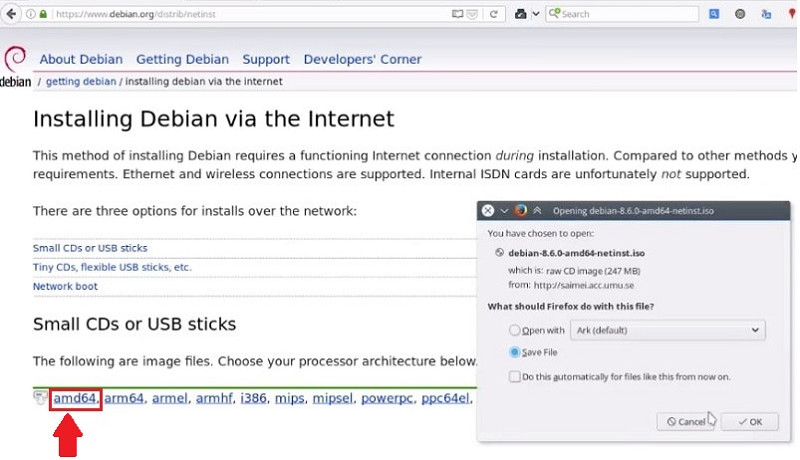 Install Debian Testing: Download link for Debian Network install ISO