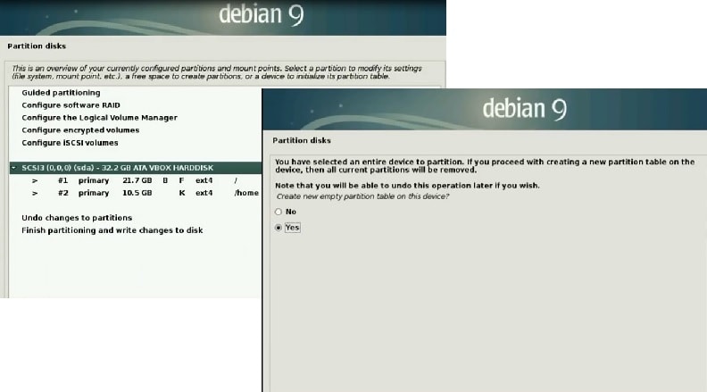 Debian 9 Installation Guide _create new partition