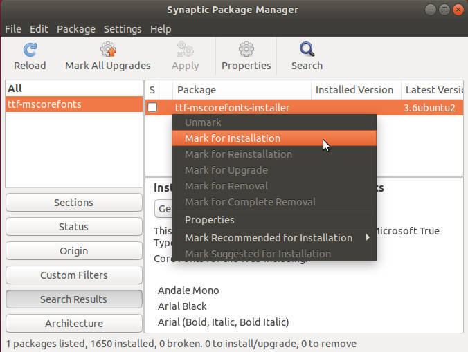 Installing Microsoft fonts in Ubuntu