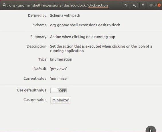 Dash to dock click-action settings in Dconf-editor