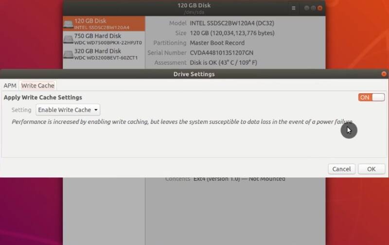 Enabling Drive Cache in Disks