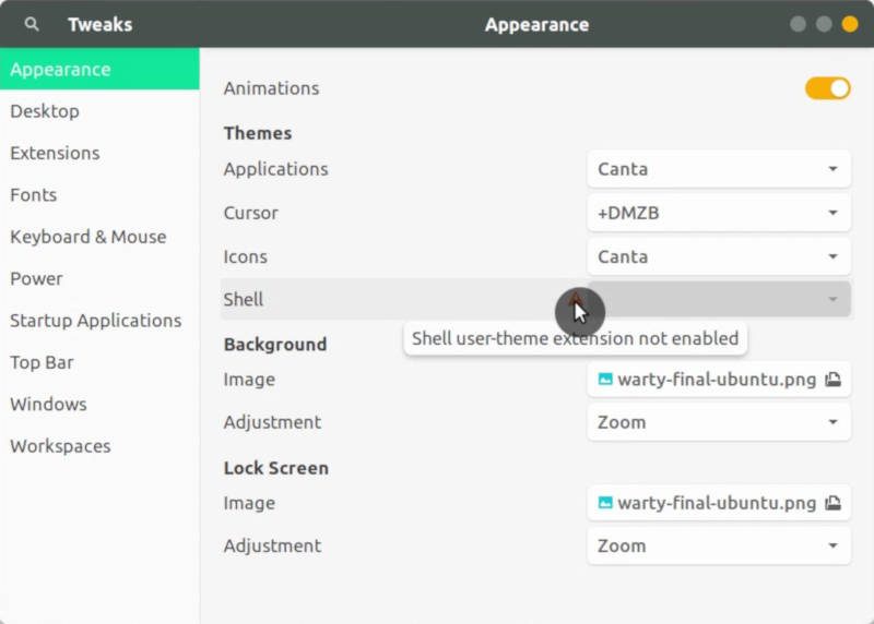 Customize Ubuntu with GNOME Tweaks: set Canata theme in Applications and Icons