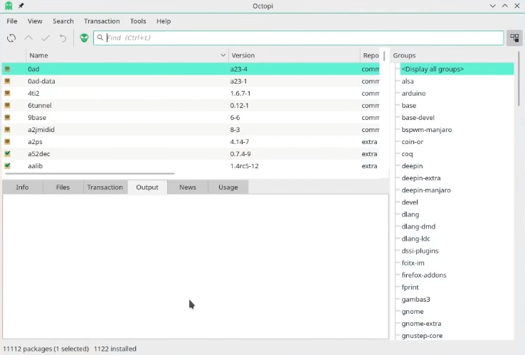 Octopi is a package manager for Manjaro