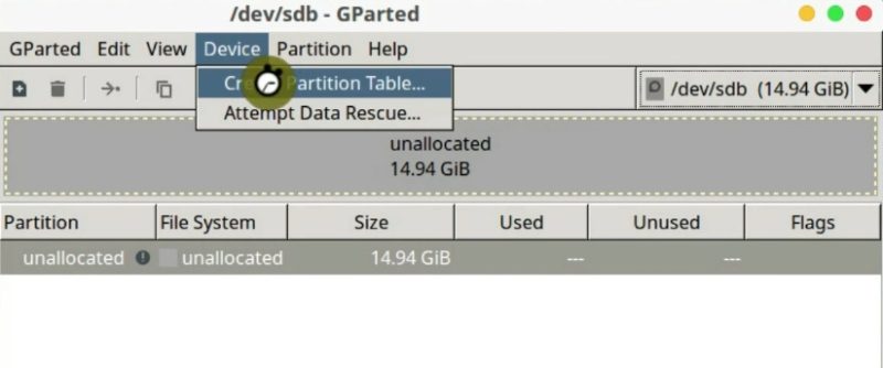 Create Partition Table