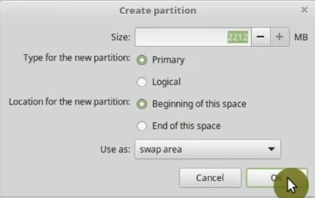 Creating the swap partition