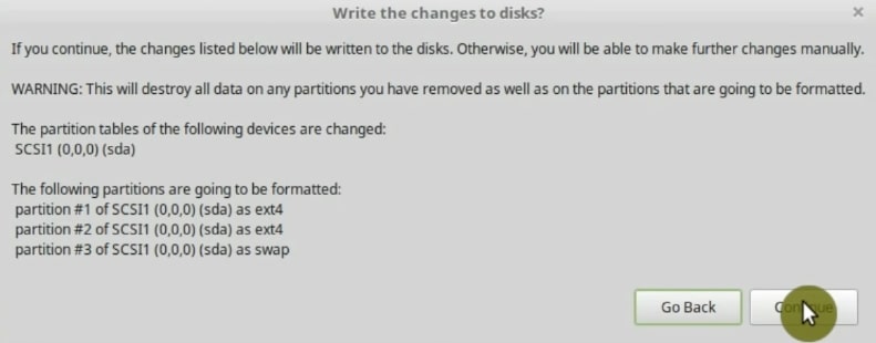 Summary of the changes it will make to the hard drive