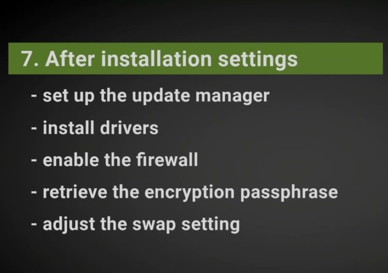 Some after installation settings