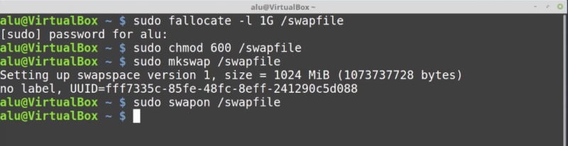 Creating a Linux swap file