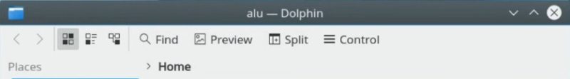 The Dolphin file manager toolbar by default