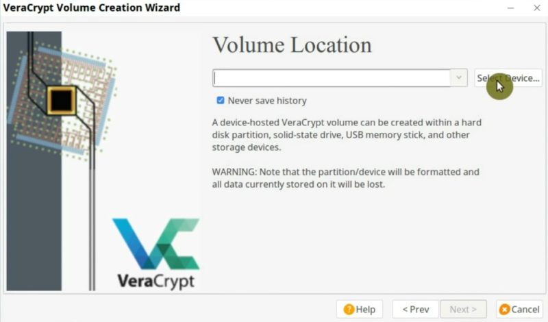 Select the partition you want to encrypt in VeraCrypt