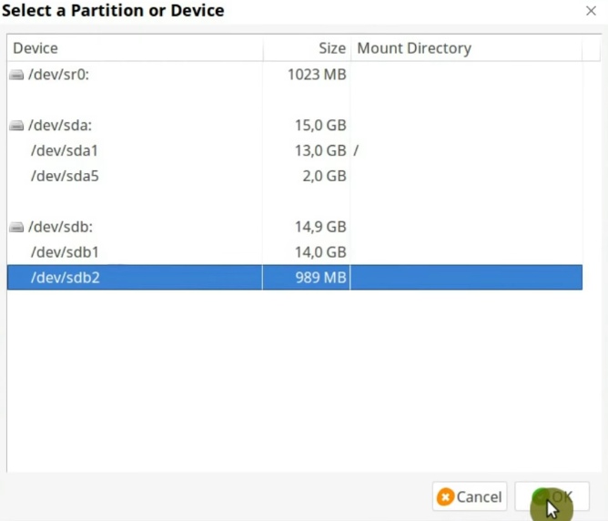 Selecting the partition to encrypt in VeraCrypt