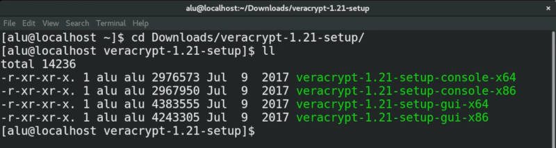 list the Veracrypt downloaded files