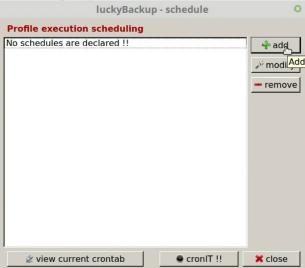 Add a rule to the schedule in Luckybackup