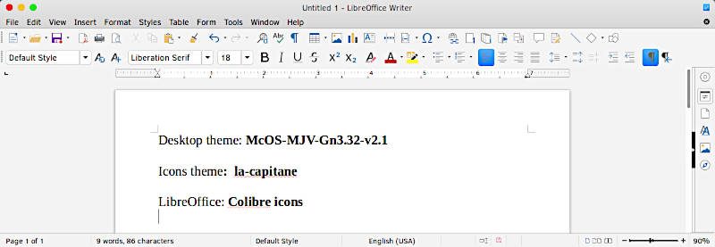 LibreOffice with Colibre Icons McOS theme