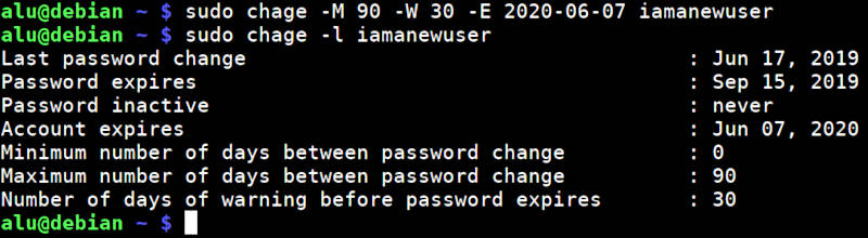 set account and password expiration in Linux