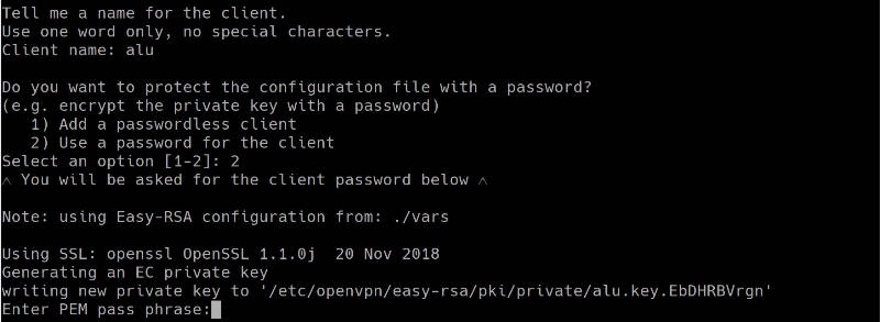 OpenVPN: Configure the VPN name and password