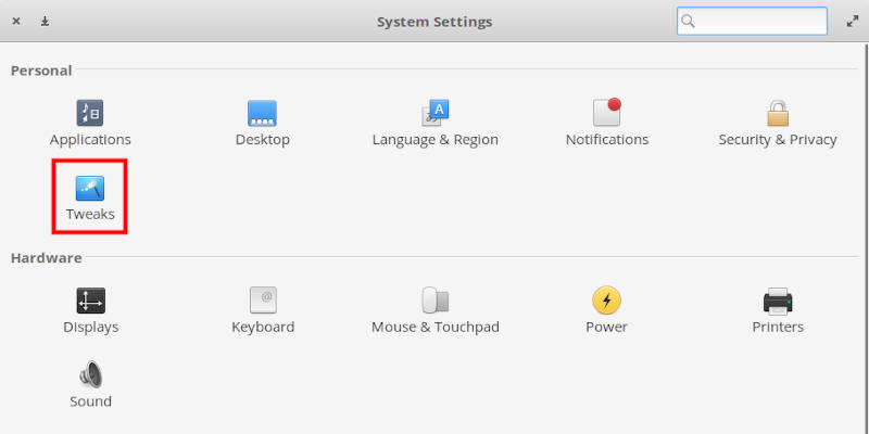 elementary OS Tweaks in the Settings