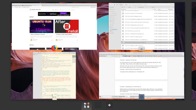 multitasking view of elementary OS.