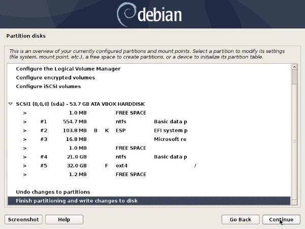 Partition table for Windows and Debian dual-boot