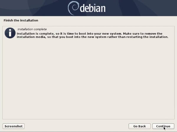 Debian 10 is installed successfully