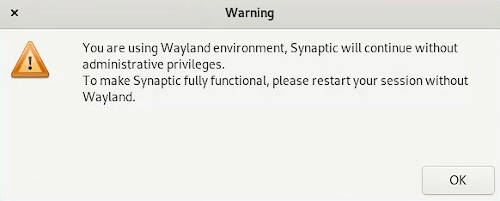 Synaptic error in Wayland
