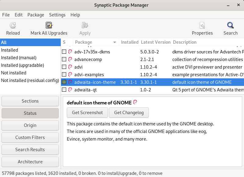 Synaptic in Debian 10