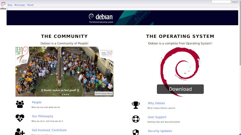 Debian's web page