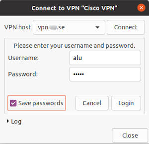Cisco VPN OpenConnect login window