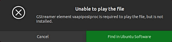 Gstreamer element vaapipostproc is required to play the file, but it is not installed.