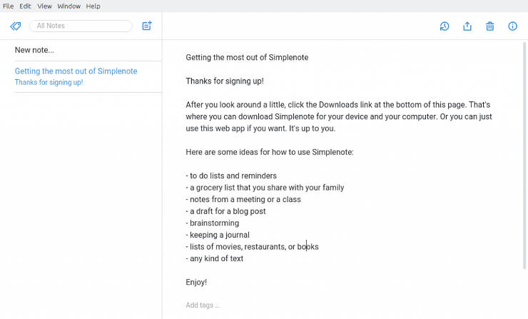 simplenote linux note taking