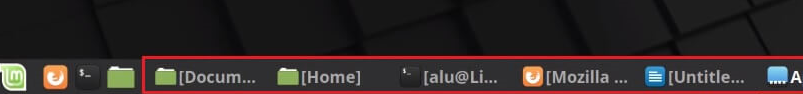 Screenshot showing the default Linux Mint taskbar