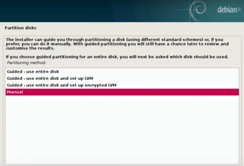 Install Debian Testing: Partitioning Methods