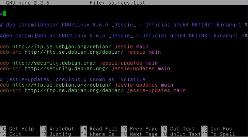 nano /etc/apt/sources.list