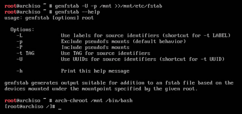 Arch Linux Installation: chroot