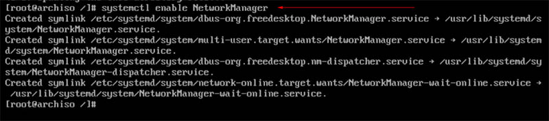 Enable the Network Manager in Arch Linux