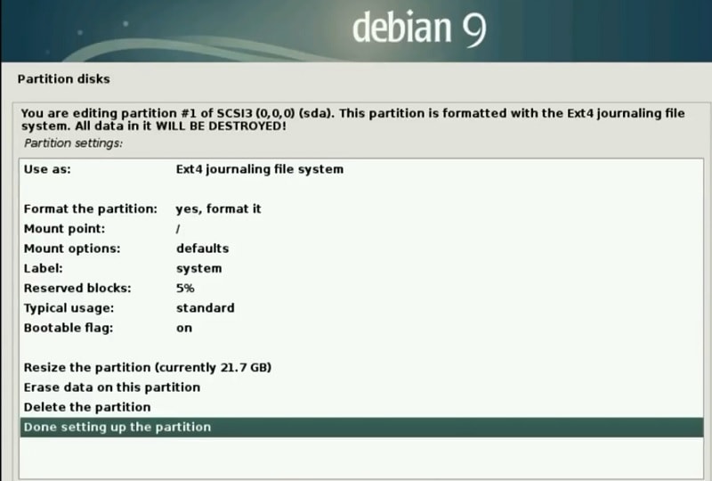 Debian 9 Installation Guide_check partition