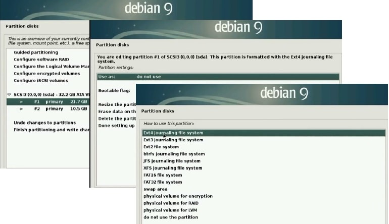 Debian 9 Installation Guide_select _system partition _file system