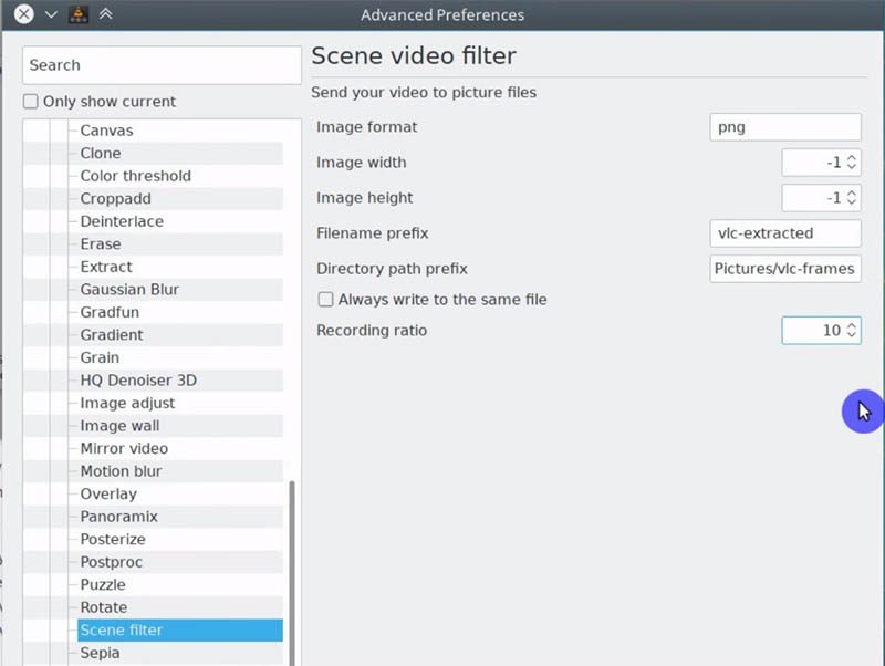 vlc scene video filter