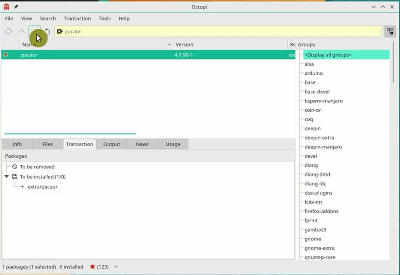 Install Pacaur in Octopi in Manjaro