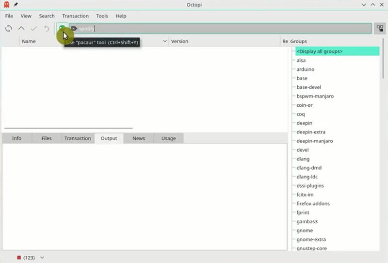 Search AUR packages in Octopi Manjaro