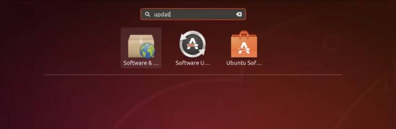 Launching Ubuntu's Software & Updates manager