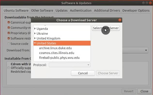Choosing the fastest Ubuntu server to download packages