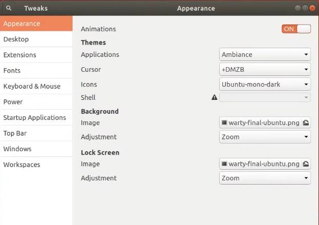 GNOME Tweaks Settings