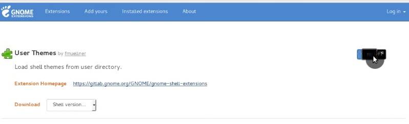 Installing User Themes extension from the GNOME extensions website