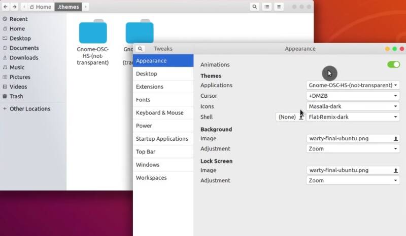 Enabling Gnome-OSC theme in Tweaks