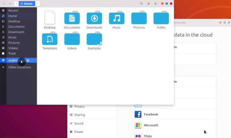 Ubuntu File manager with Google Drive on the left panel
